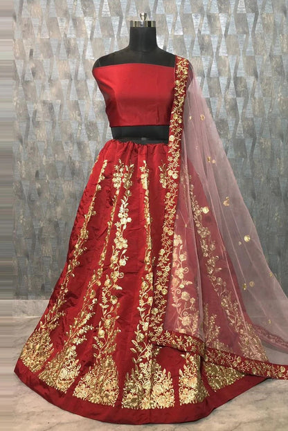 Maroon Colour Taffeta Silk Lehenga Choli LC1020006 A