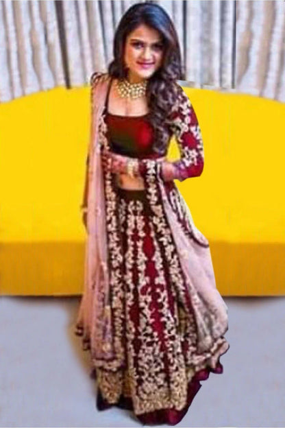 Maroon Colour Taffeta Silk Lehenga Choli LC1020006