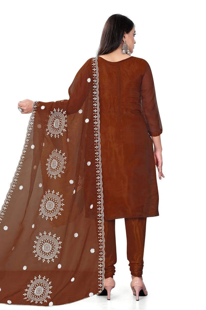 Maroon Colour Unstitched Organza Churidar Suit US1160711 A