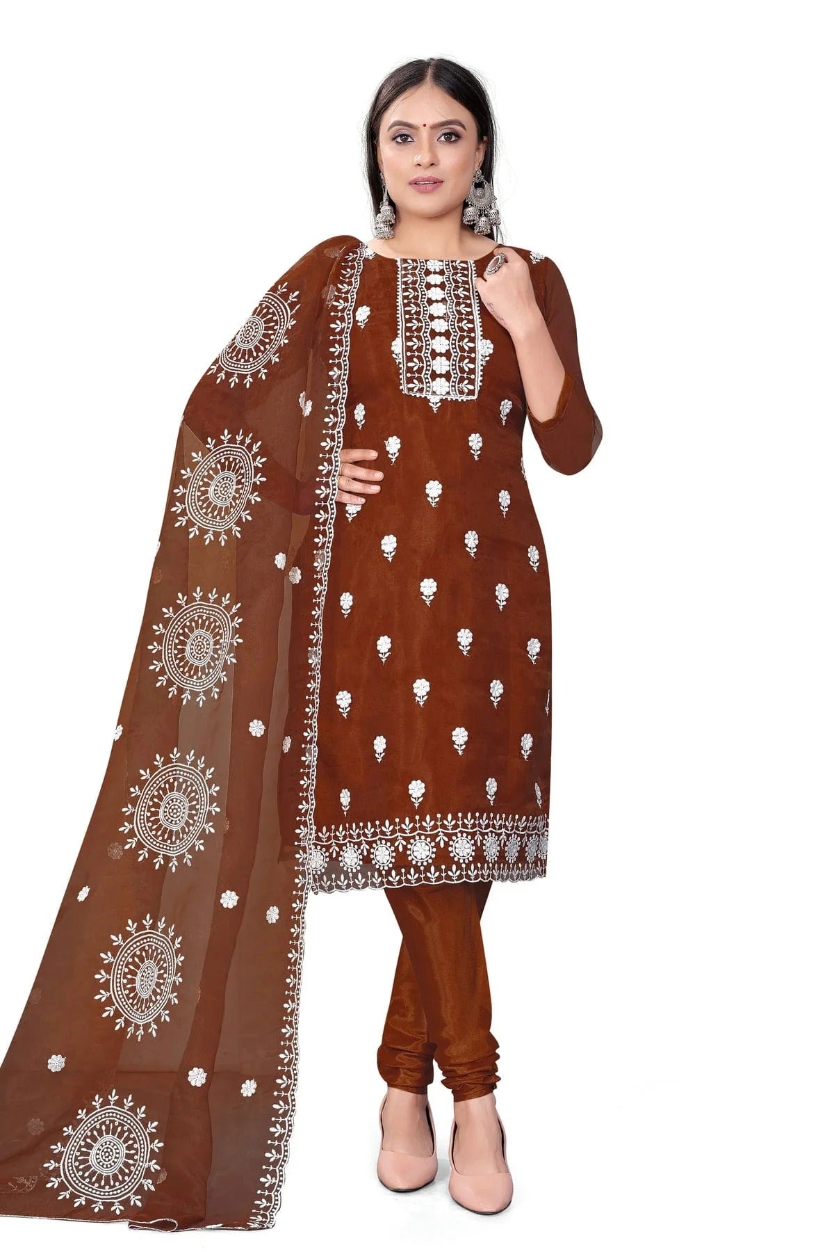 Maroon Colour Unstitched Organza Churidar Suit US1160711