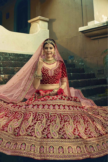 Maroon Colour Velvet Hand Work Lehenga Choli LC1080308 A