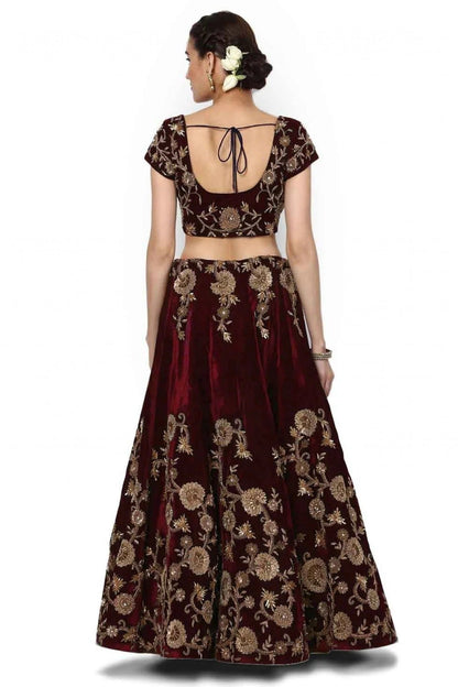 Maroon Colour Velvet and Silk Lehenga Choli LC1010040 A