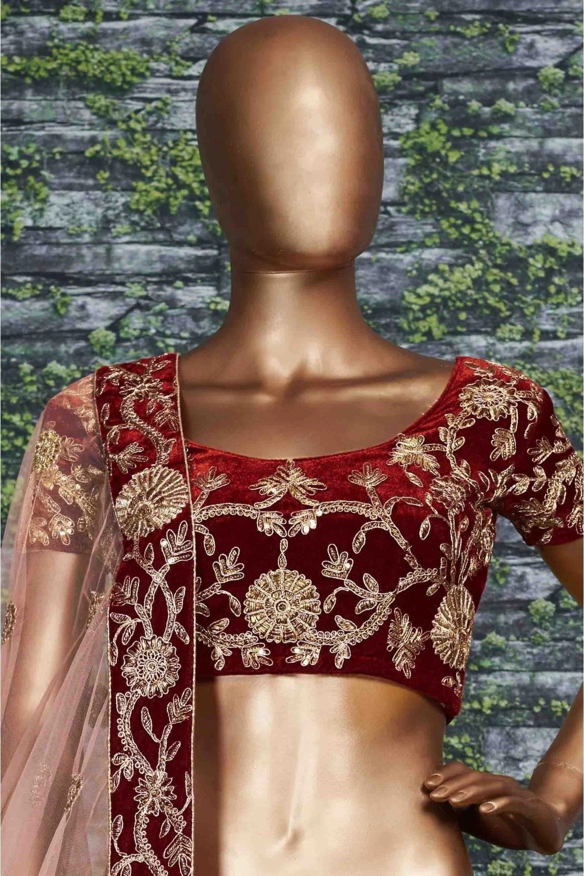 Maroon Colour Velvet and Silk Lehenga Choli LC1010040 C