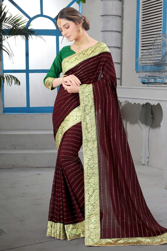 Maroon Colour Vichitra Silk Designer Saree LC1121463