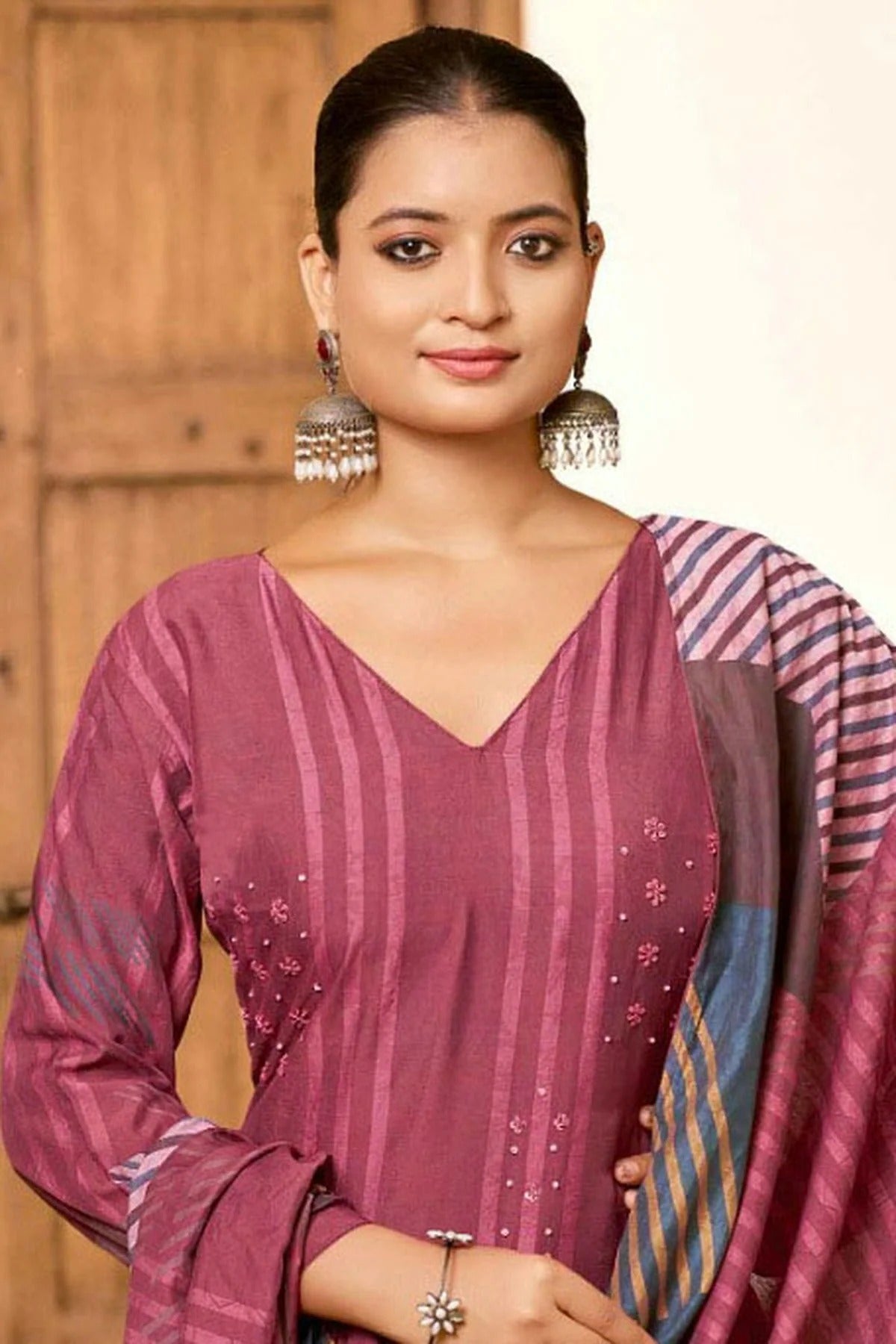 Maroon Colour Viscose Silk Stitched Suit SS1112274 A