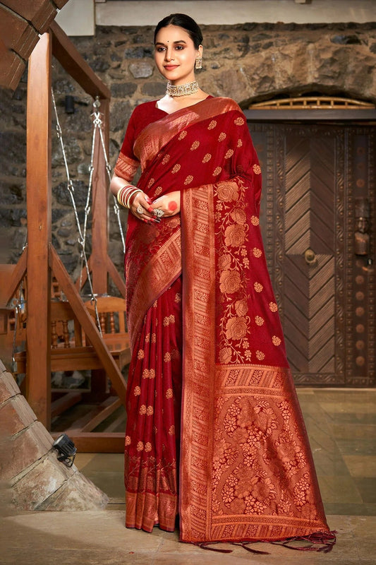 Maroon Colour Woven Work Silk Saree SD1101813