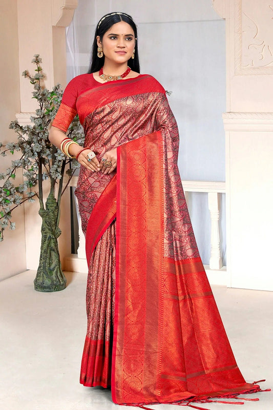 Maroon Colour Woven Work Silk Saree SD1102272