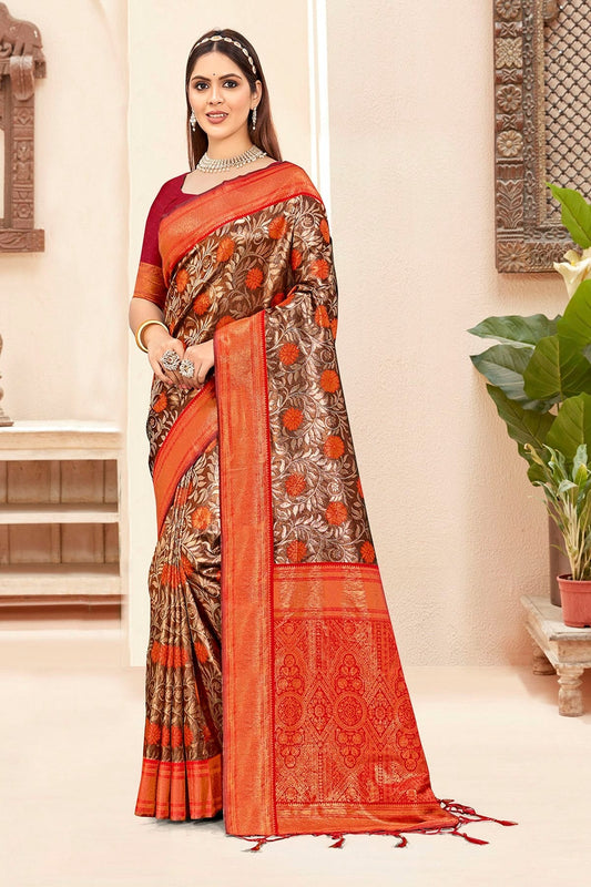 Maroon Colour Woven Work Silk Saree SD1102296