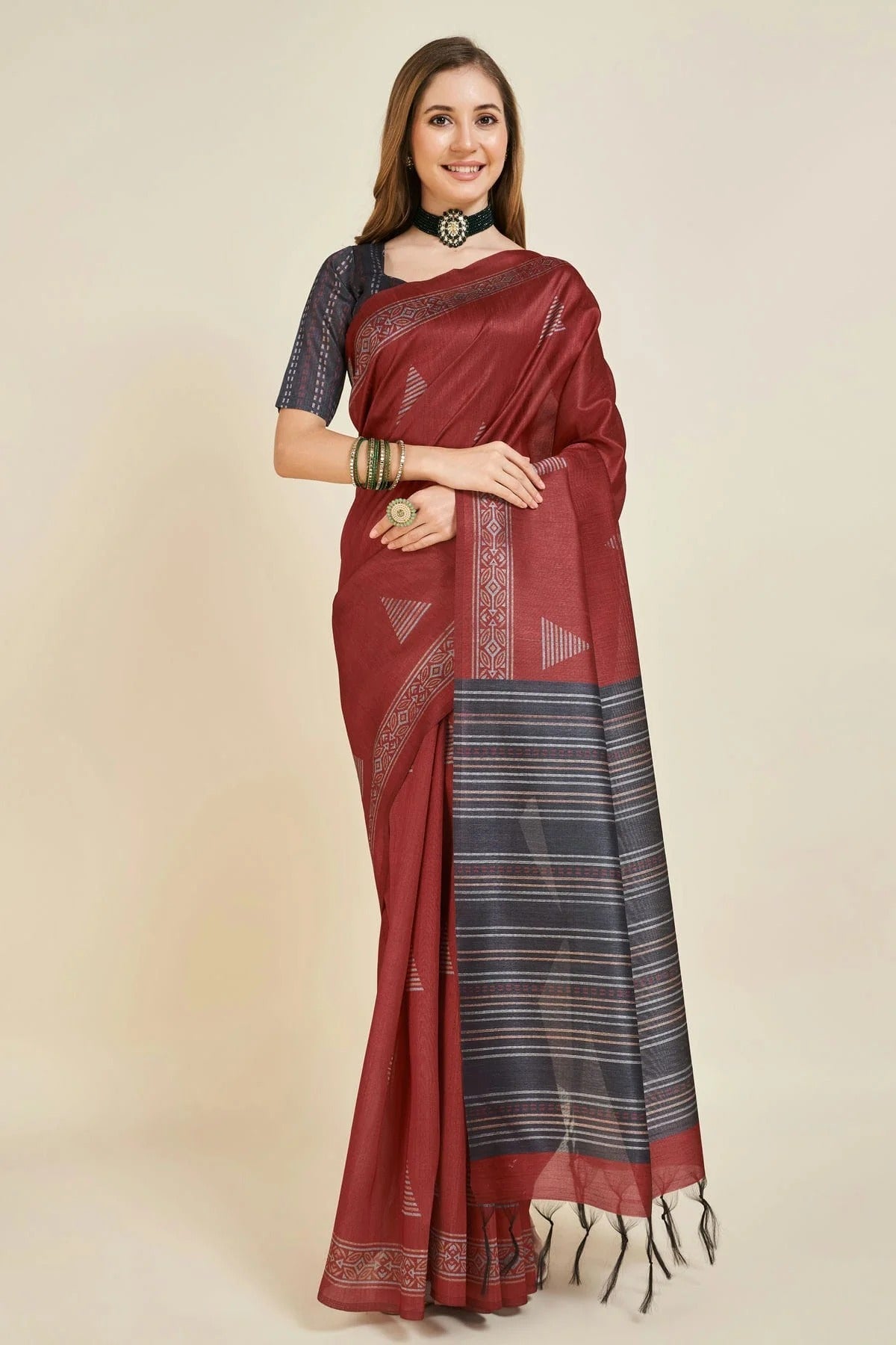 Maroon Colour Woven Work Sofi Silk Saree SD1101886