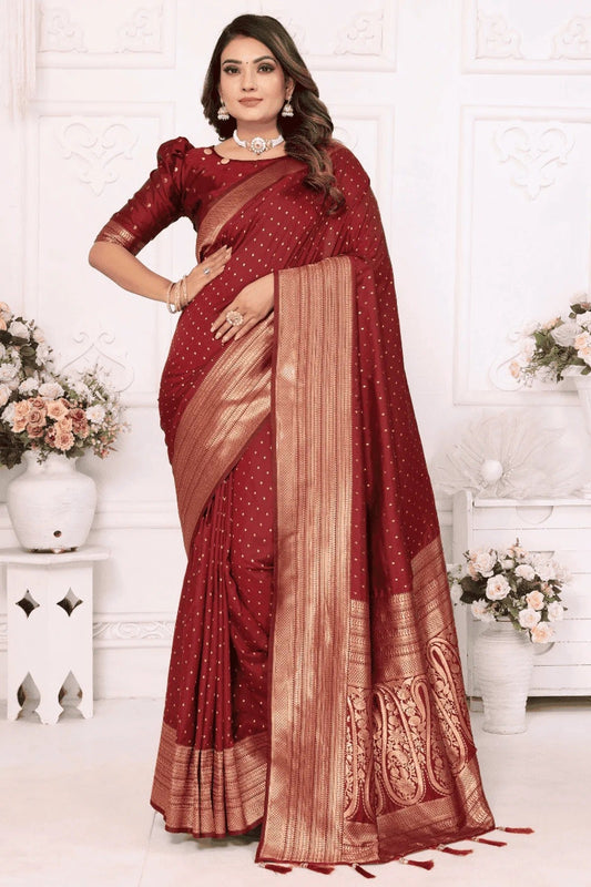 Maroon Colour Woven Work Soft Silk Traditional Saree SD1250280