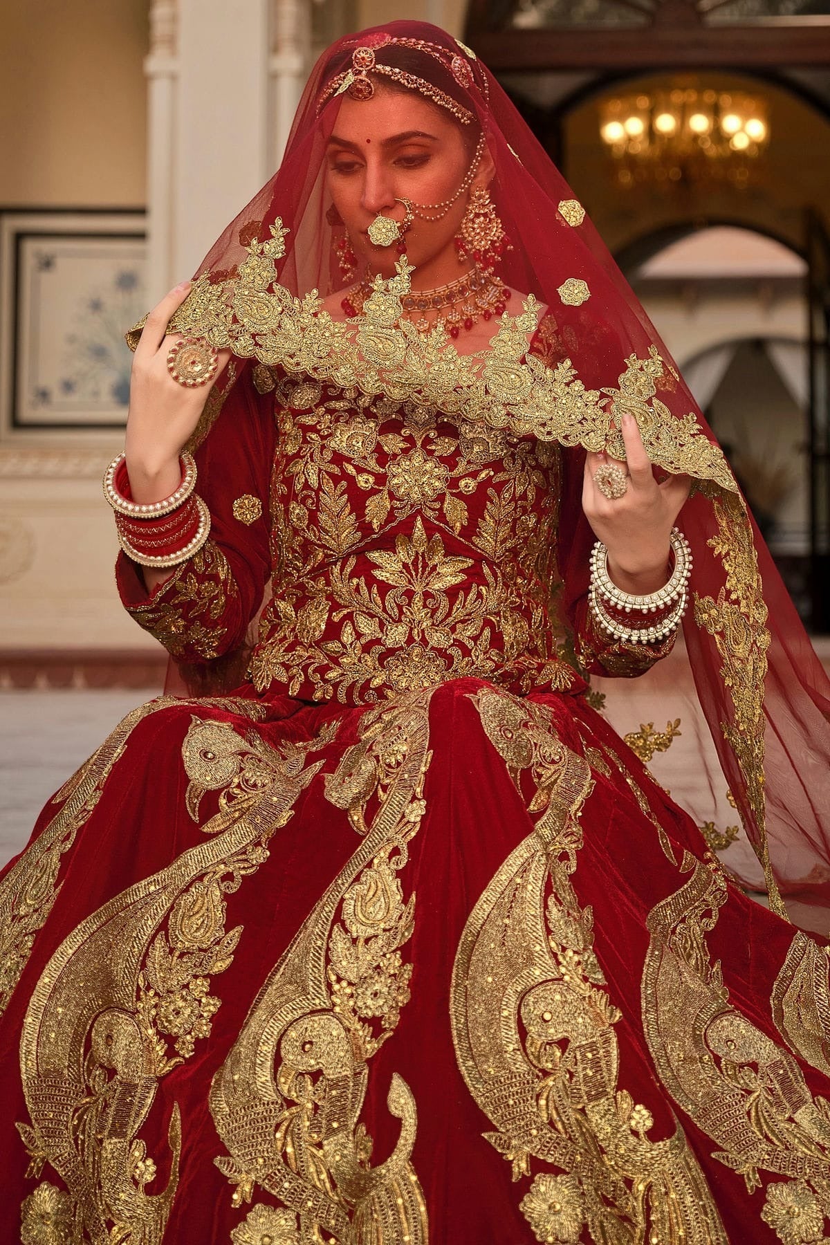 Maroon Embroidery 9000 Velvet Lehenga Choli LC1290117 A