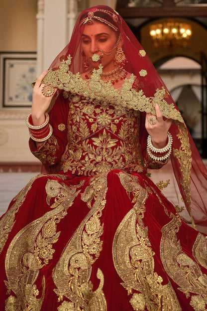 Maroon Embroidery 9000 Velvet Lehenga Choli LC1290117 A
