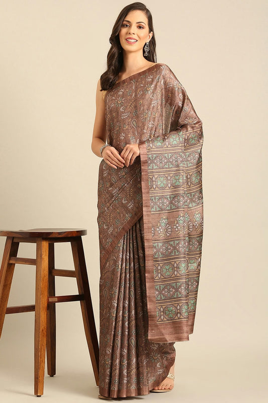 Mauve Colour Cotton Katha Handloom Silk Saree SD1102474
