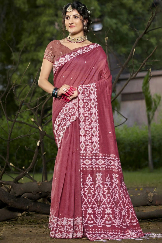 Mauve Colour Cotton Woven Work Traditional Saree SD1102931