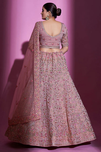Mauve Colour Embroidery Georgette Lehenga Choli LD1080701 A