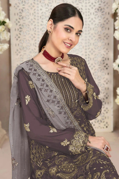 Mauve Colour Faux Georgette Pakistani Suit SM1140052 A