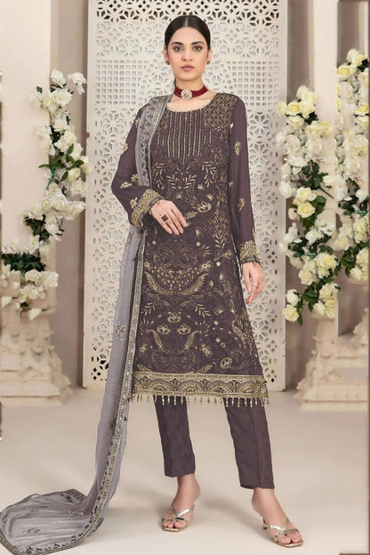 Mauve Colour Faux Georgette Pakistani Suit SM1140052