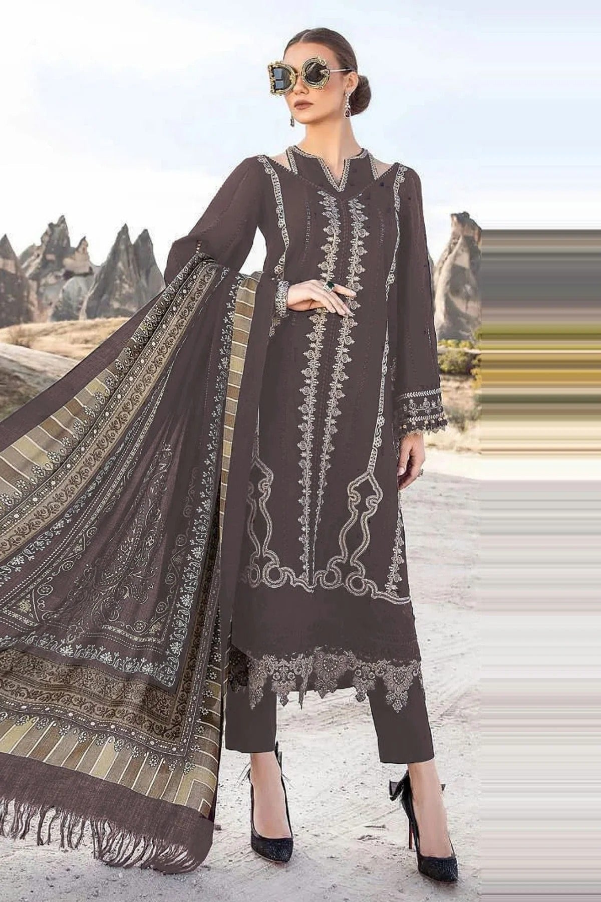 Mauve Colour Faux Georgette Pakistani Suit SM1140058