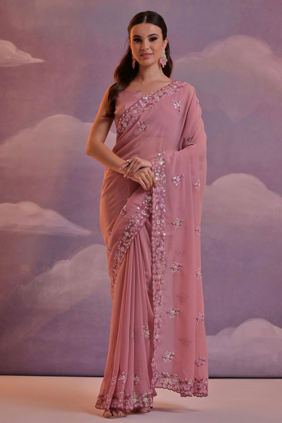 Mauve Colour Georgette Saree SD1110518