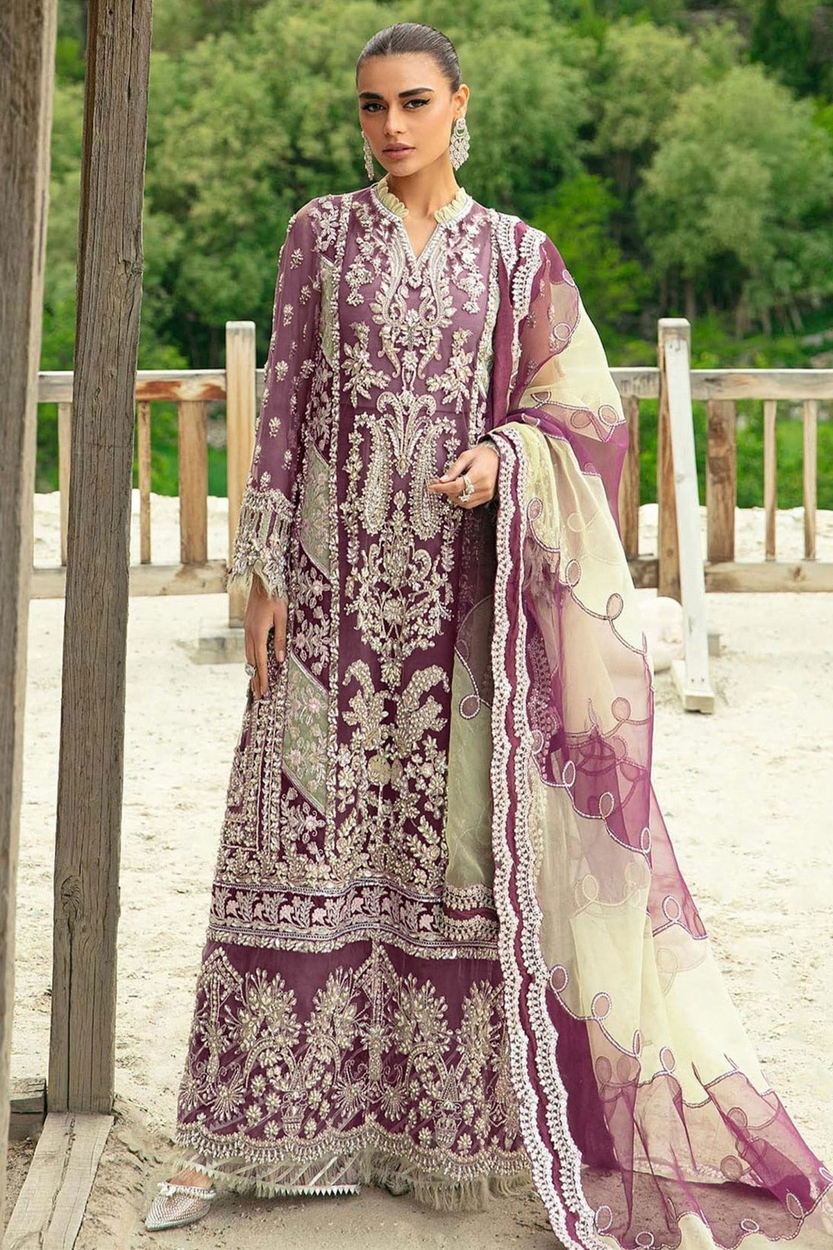 Mauve Colour Georgette Semi Stitched Pakistani Suit SM1250213