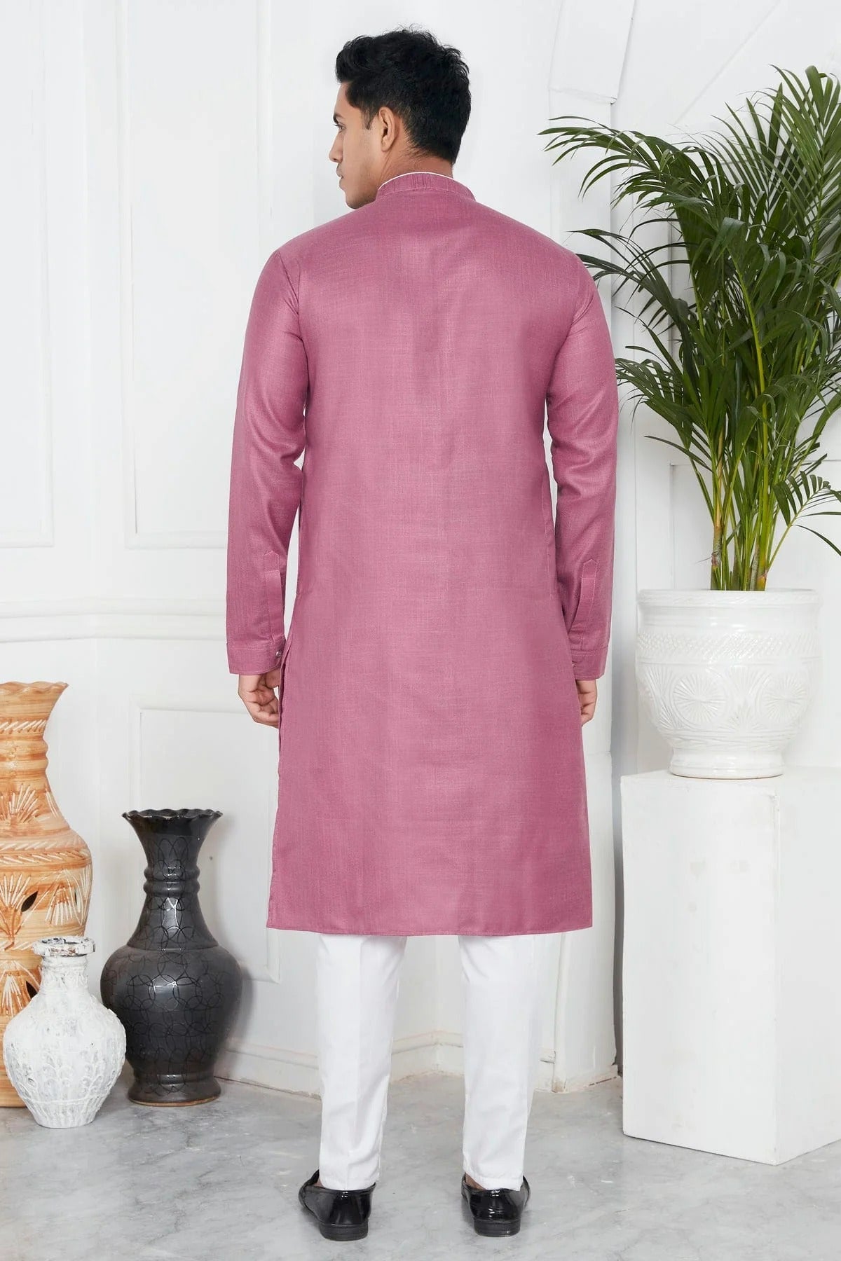 Mauve Colour Linen Cotton Pintex Work Kurta Pajama KP1230134 B