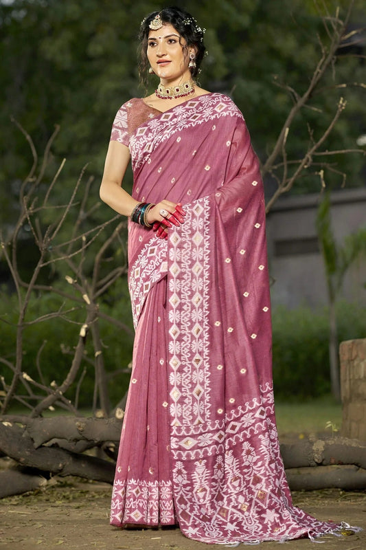Mauve Colour Linen Cotton Woven Work Traditional Saree SD1102819