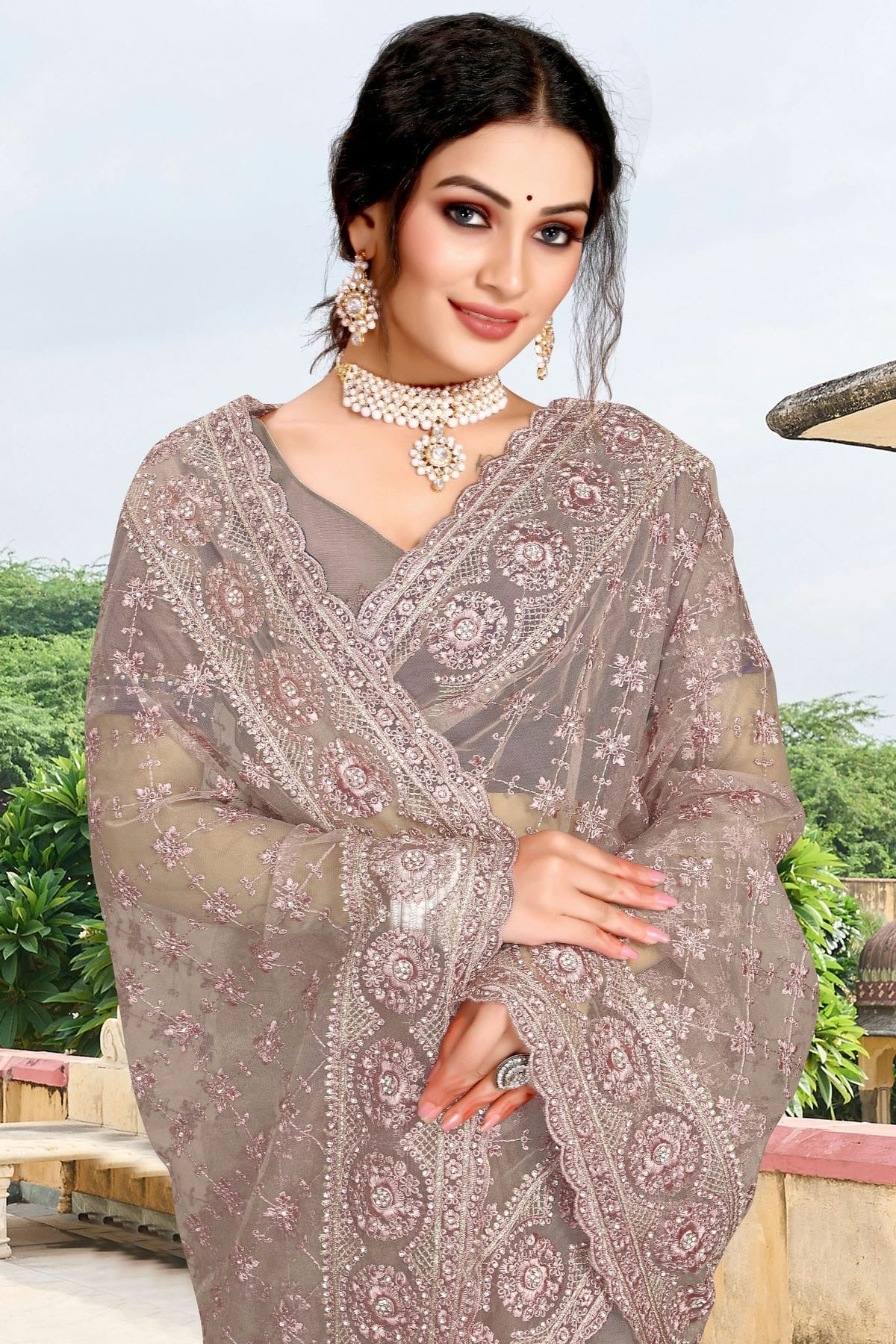 Mauve Colour Net Saree SD1090744 A
