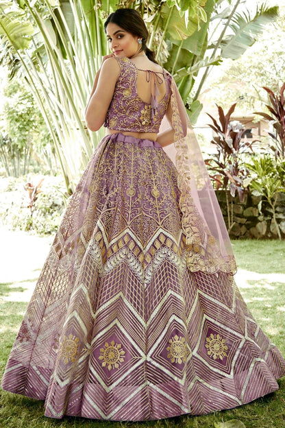 Mauve Colour Net Semi Stitched Lehenga Choli LC1170082 B