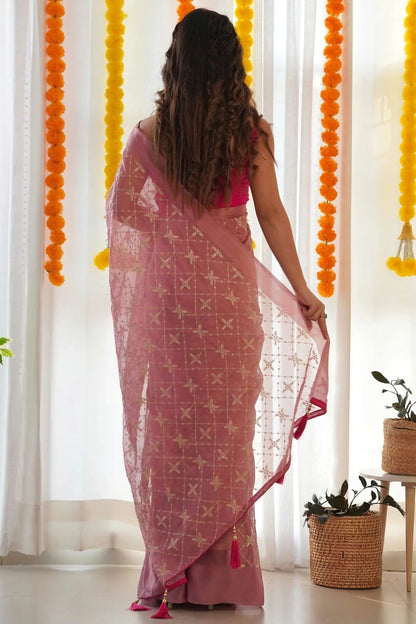 Mauve Colour Satin Georgette Designer Saree SD1111835 A