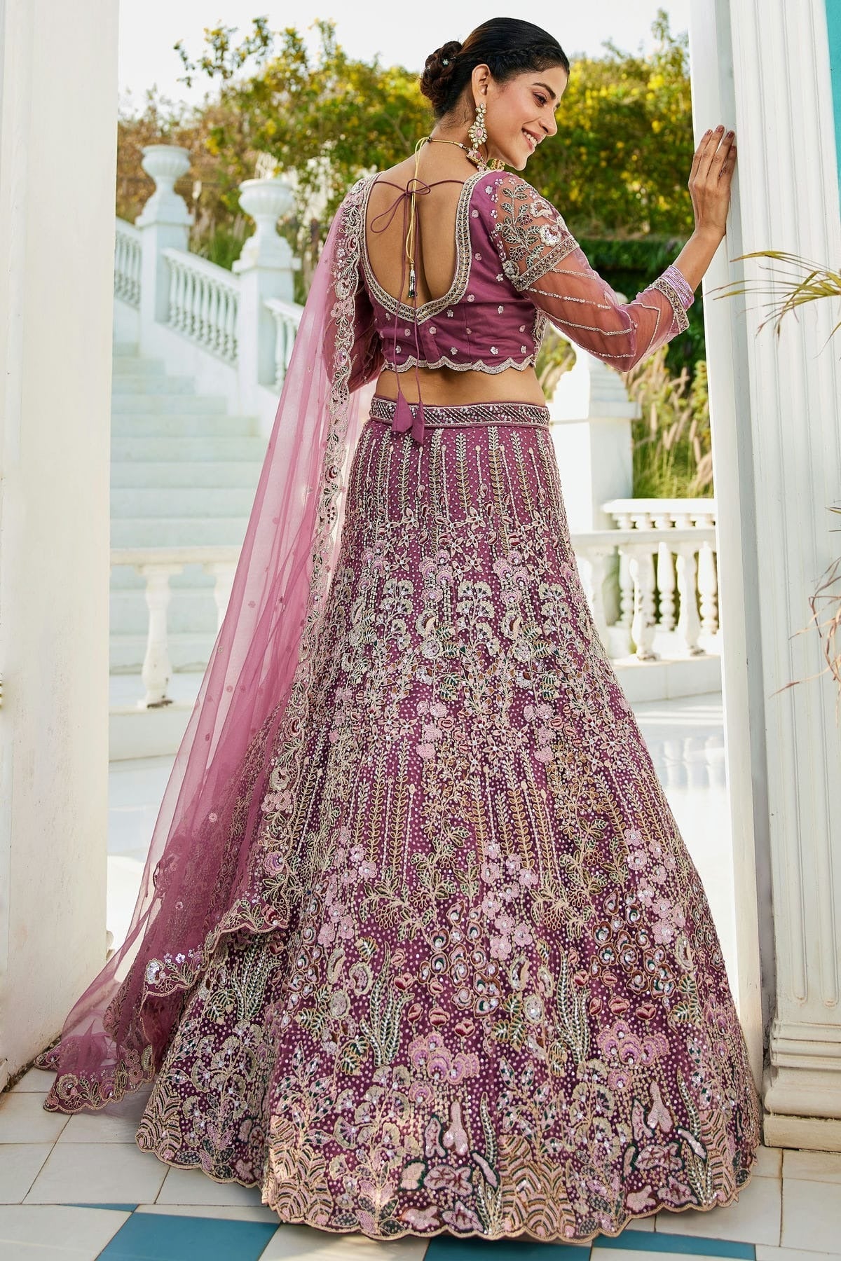 Mauve Colour Semi Stitched Net Lehenga Choli LC1112548 A