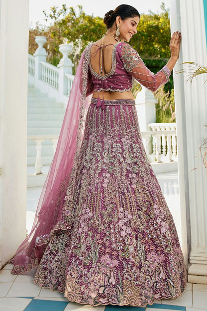 Mauve Colour Semi Stitched Net Lehenga Choli LC1112548 A