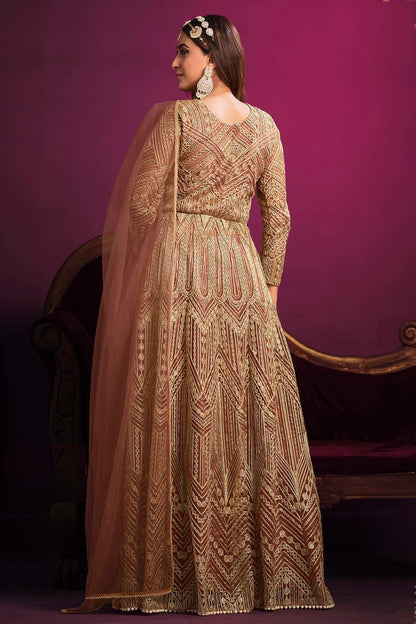 Mauve Colour Semi Stitched Net Pant Style Suit SM1050404 A