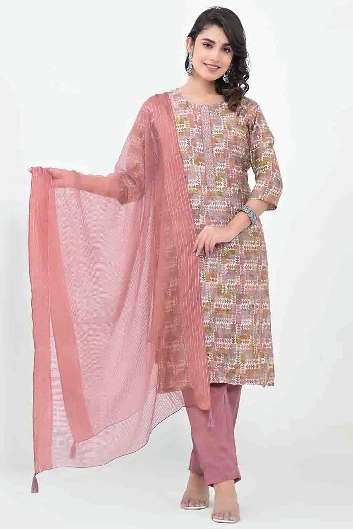 Mauve Colour Silk Stitched Pant Style Suit SS1140729