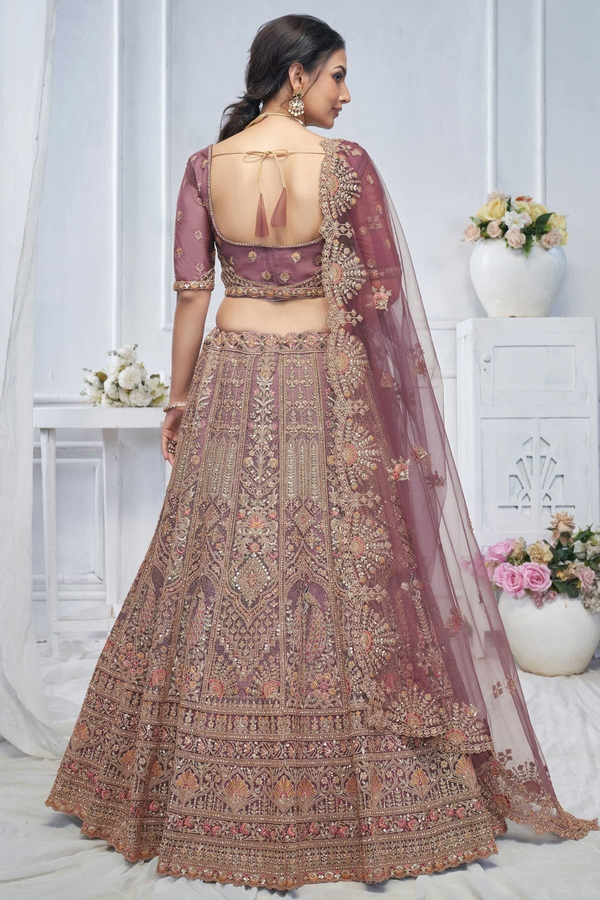 Mauve Colour Soft Net Embroidery Lehenga Choli LC1111364 A