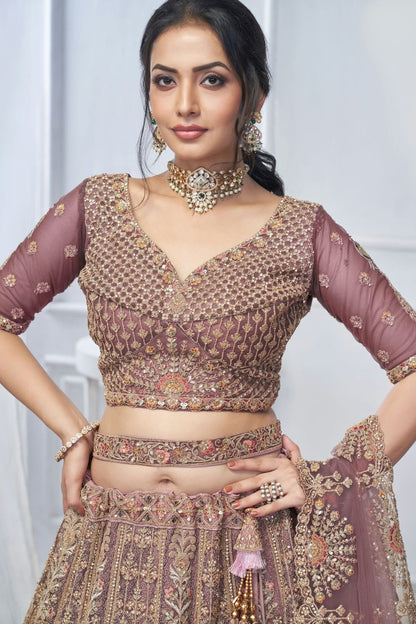 Mauve Colour Soft Net Embroidery Lehenga Choli LC1111364 B