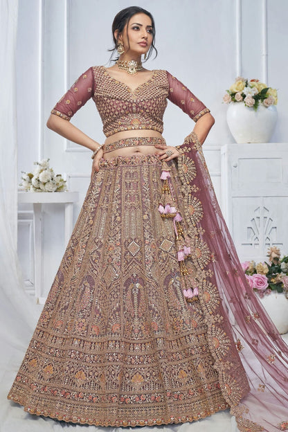 Mauve Colour Soft Net Embroidery Lehenga Choli LC1111364