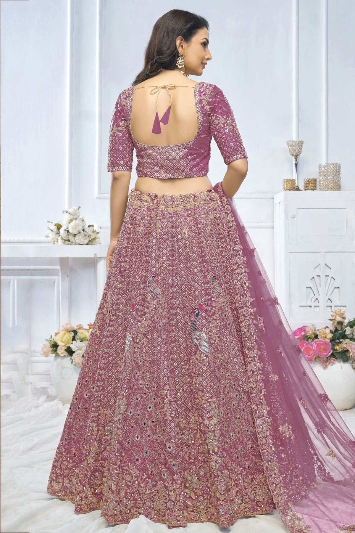 Mauve Colour Soft Net Embroidery Lehenga Choli LC1111368 A