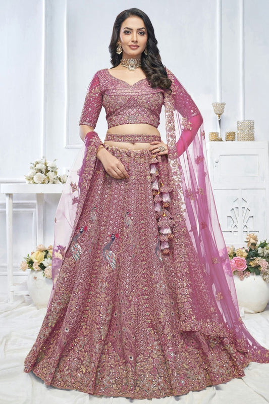 Mauve Colour Soft Net Embroidery Lehenga Choli LC1111368