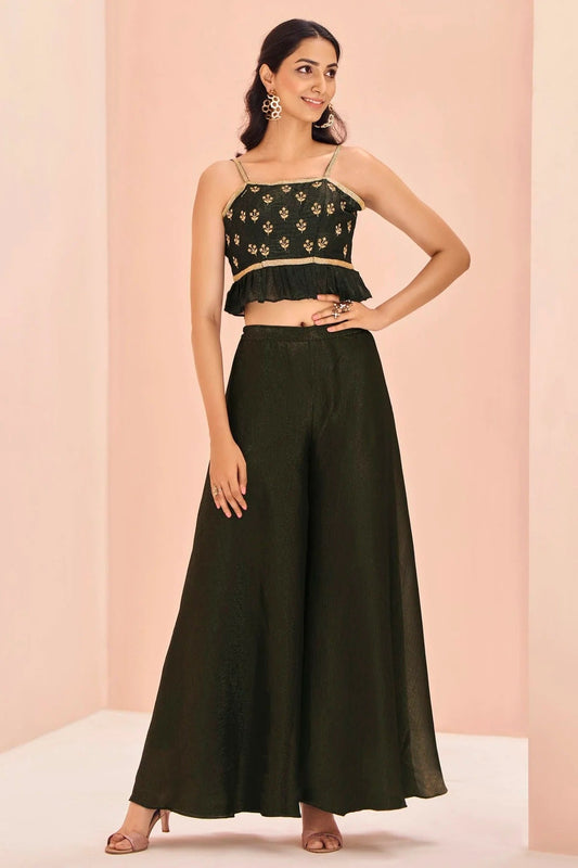 Mehendi Green Colour Art Silk Indo Western Dress TP1080932