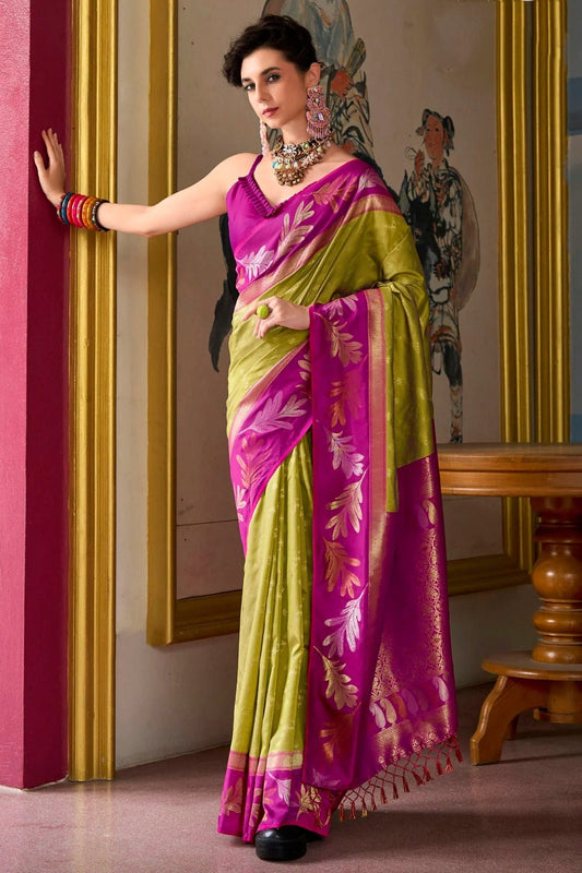 Mehendi Green Colour Banarasi Silk Traditional Saree SD1290193