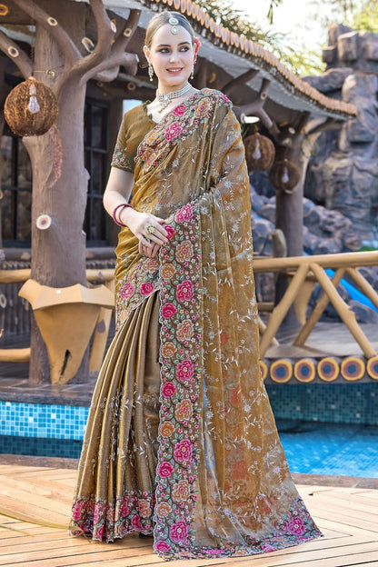 Mehendi Green Colour Burberry Silk Designer Saree SD1121852