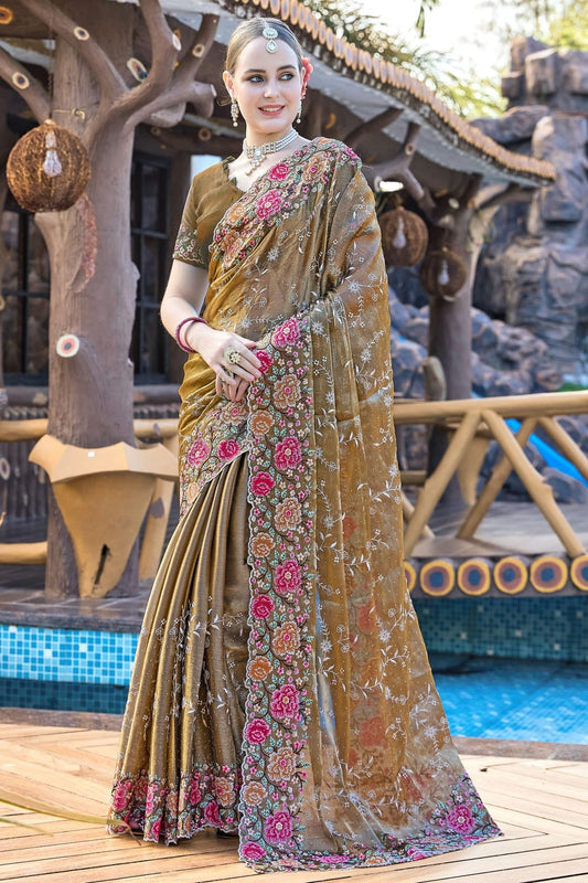 Mehendi Green Colour Burberry Silk Designer Saree SD1121852