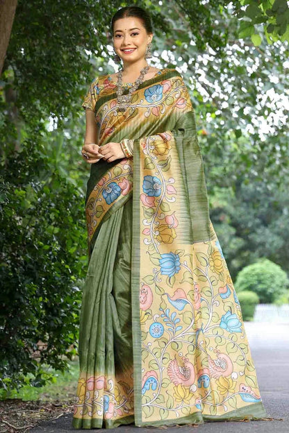Mehendi Green Colour Cotton Silk Traditional Saree SD1260083