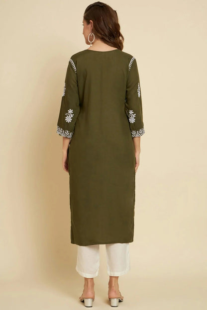 Mehendi Green Colour Cotton Slub Kurti KR1111032 A