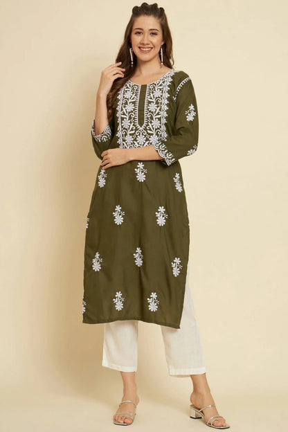 Mehendi Green Colour Cotton Slub Kurti KR1111032