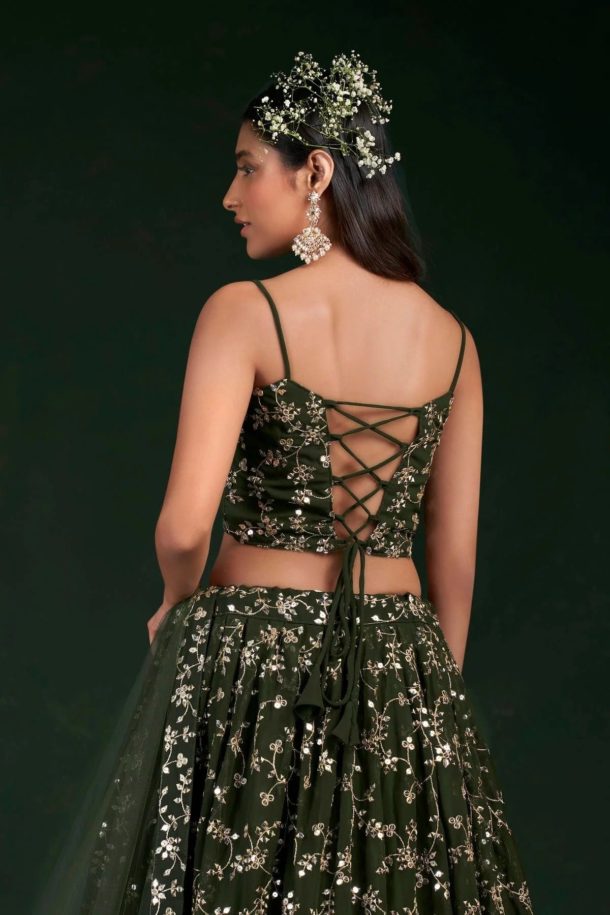 Mehendi Green Colour Embroidery Georgette Lehenga Choli LD1080797 A