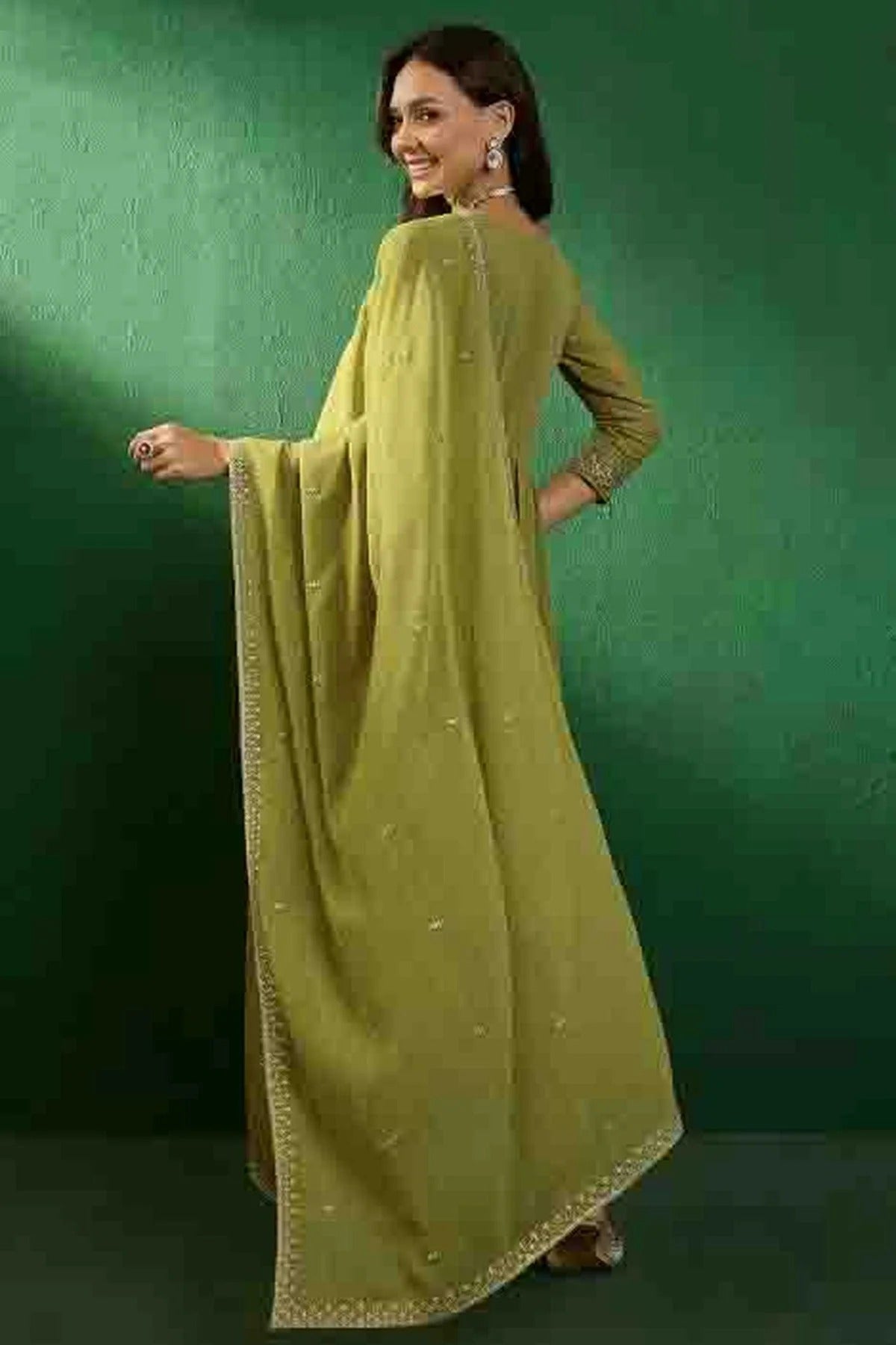 Mehendi Green Colour Georgette Stitched Suit SS1113297 A