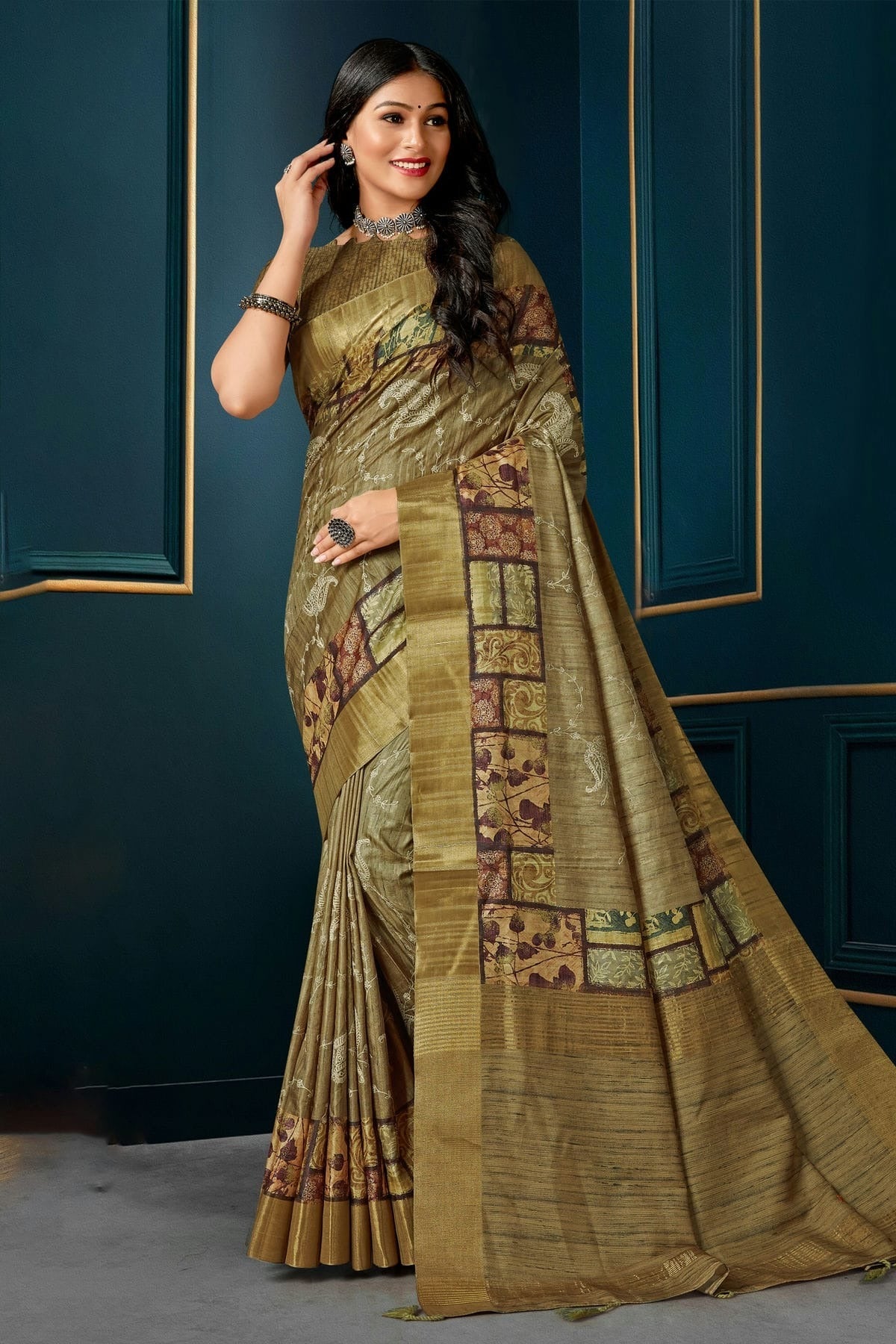 Mehendi Green Colour Kotha Silk Traditional Saree LC1121661