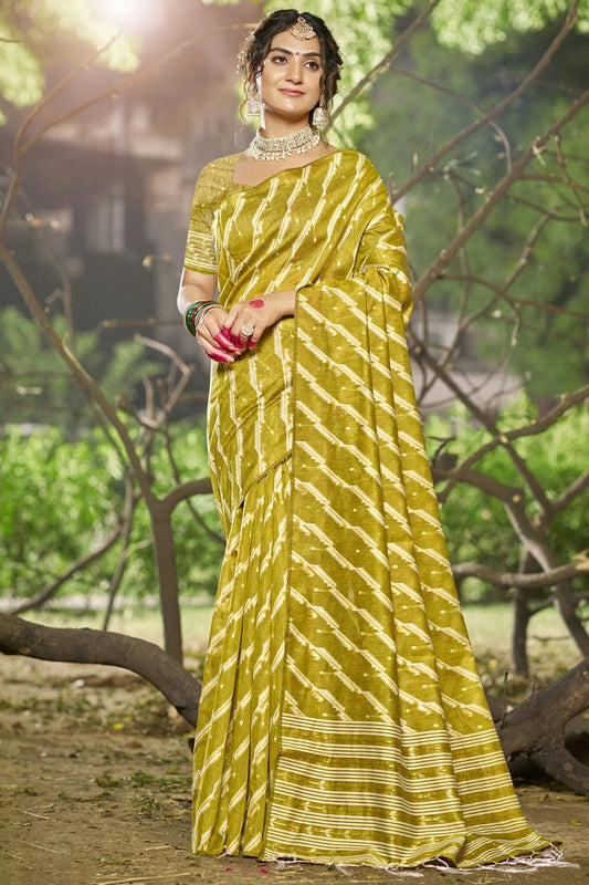 Mehendi Green Colour Linen Cotton Woven Work Traditional Saree SD1102825