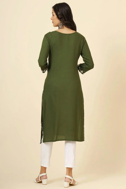 Mehendi Green Colour Liva Rayon Kurti KR1111253 A